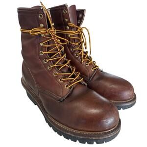 Vintage Red Wing USA Leather Logger Work Boots ANSI PT91 Lug Sole Mens 8.5 D